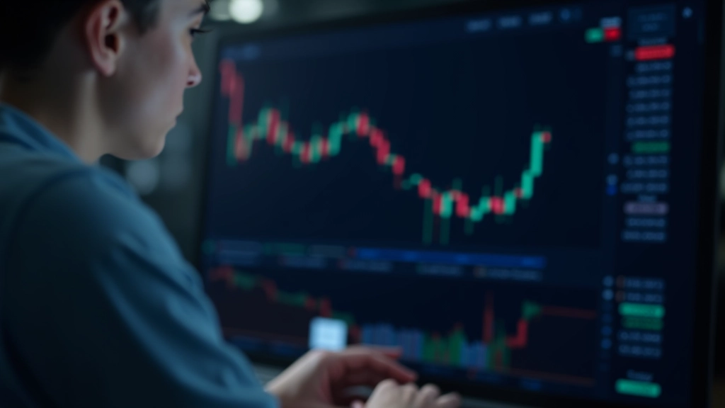 Candlestick chart patterns showing bullish and bearish formations on a trading terminal