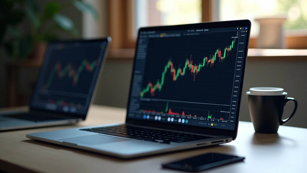 Close-up view of candlestick chart patterns showing uptrend and downtrend price movements