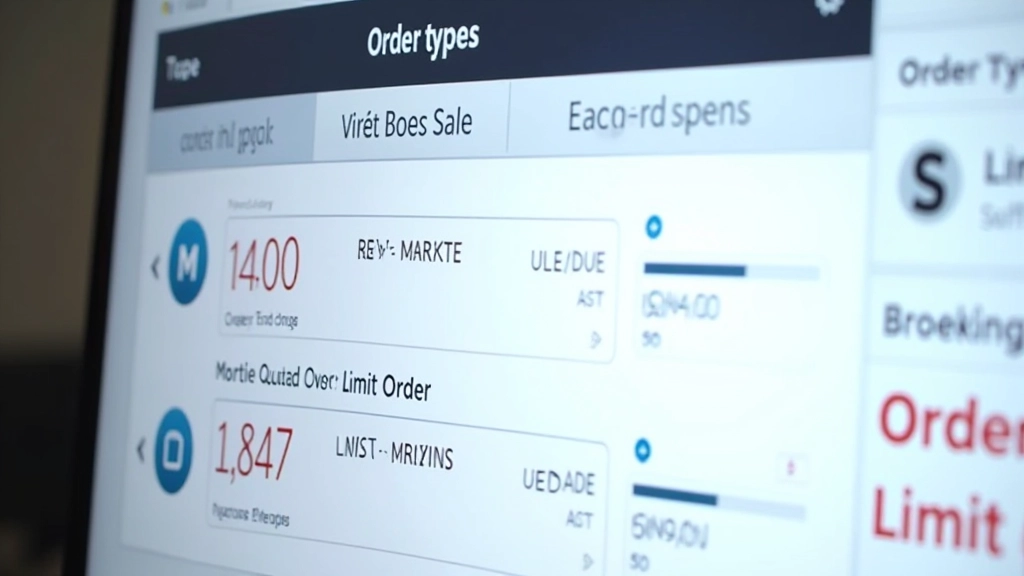 Order types interface showing market and limit order options, trading platform screenshot, financial software