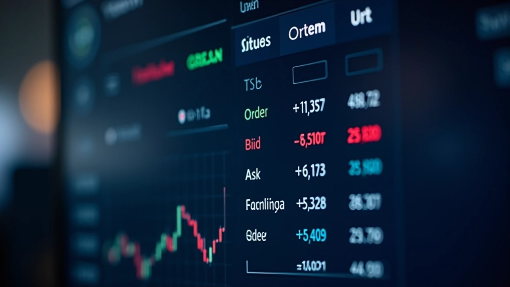 Trading platform display showing bid and ask prices with order book information